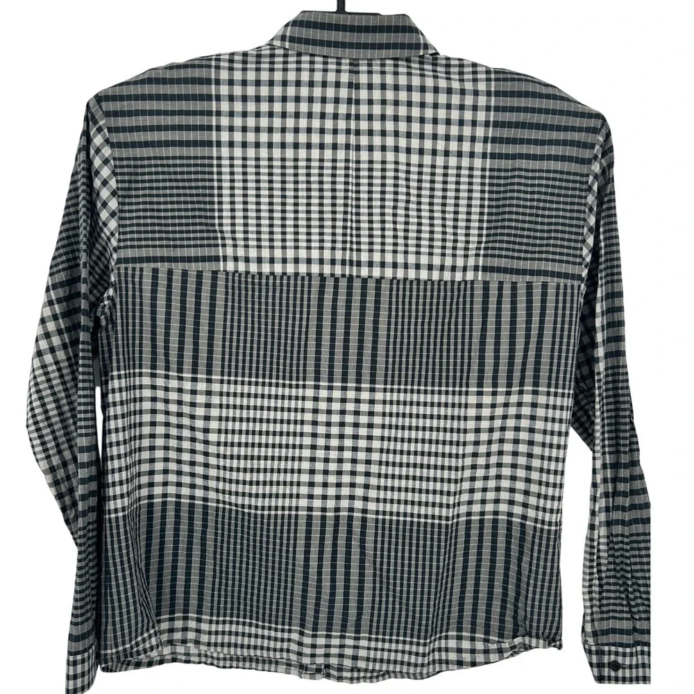 Lafayette 148 New York Women's SMALL Gray Plaid Long Sleeve‎ Button Down Shirt - Picture 3 of 7
